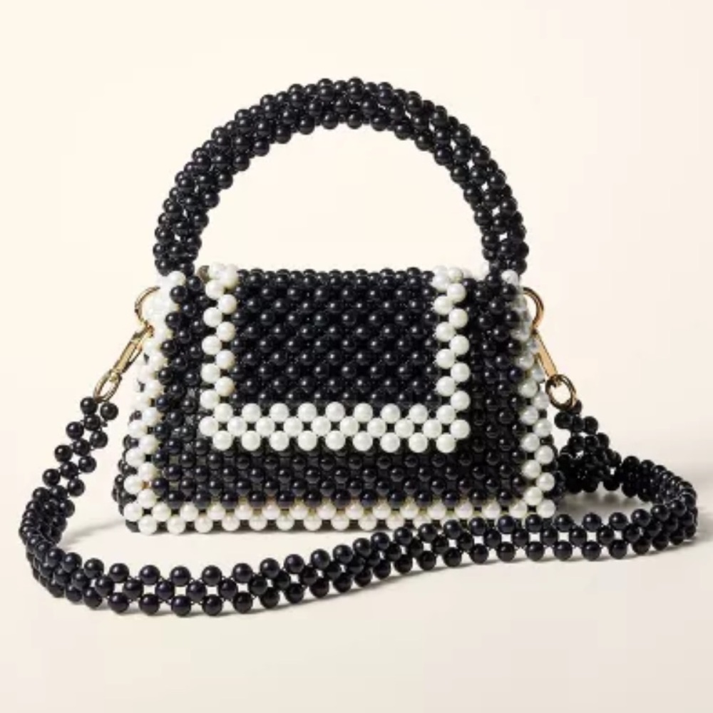 Kate Spade x Target Colorblock Black/White Beaded Crossbody Bag